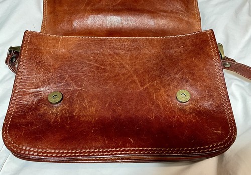 Borsa a mano vintage in pelle marrone marrone scuro DR Pelletterie Firenze borsa italiana tracolla - Foto 10 di 19