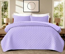 3 Piece Emboss Bedspread Quilted Comforter Bedding Set Bed Throw Reversible