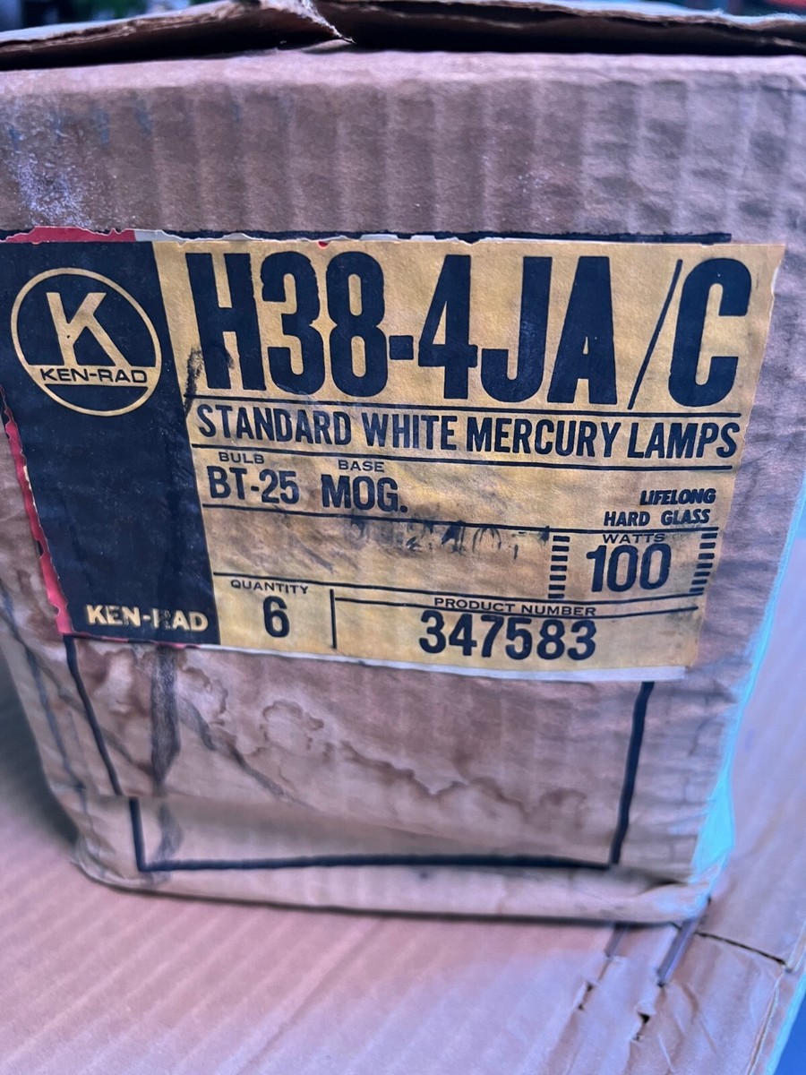 H38-4JA/C 100W Mercury Vapor BT25 Mogul Base WHITE Light H38-4JA/C 100W Mercury Vapor BT25 Mogul Base WHITE Light