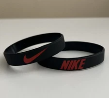 One Nike Silicone Wristband Bracelet / Black with Red