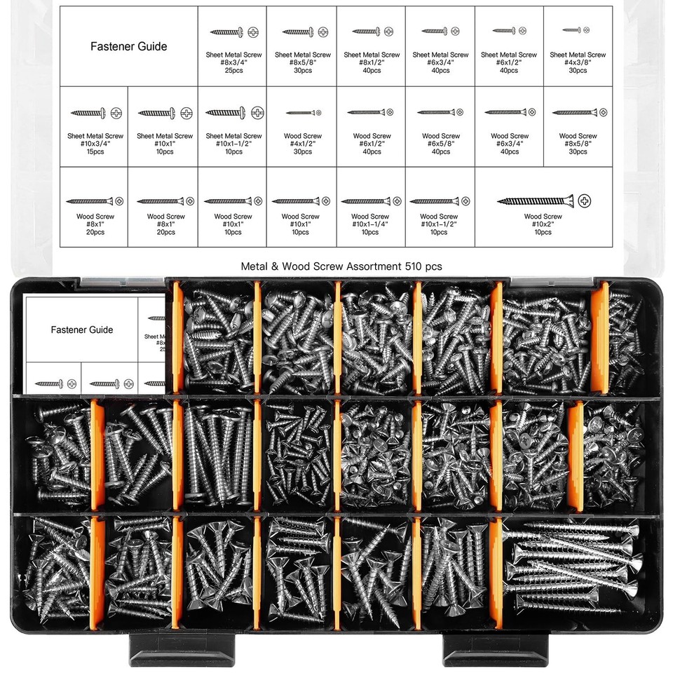 2000pcs Hardware Assortment Kit, Nuts and Bolts Assortment Kit with 64