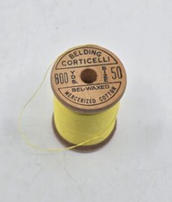 VTG Belding Corticelli Bel-Waxed Mercerized Cotton Thread Wood Spool YELLOW 1124