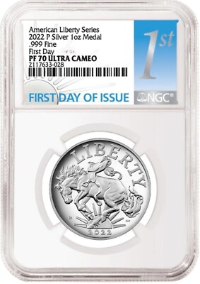 2022-P NGC PF70 American Liberty 1 oz Silver Proof Medal FDI