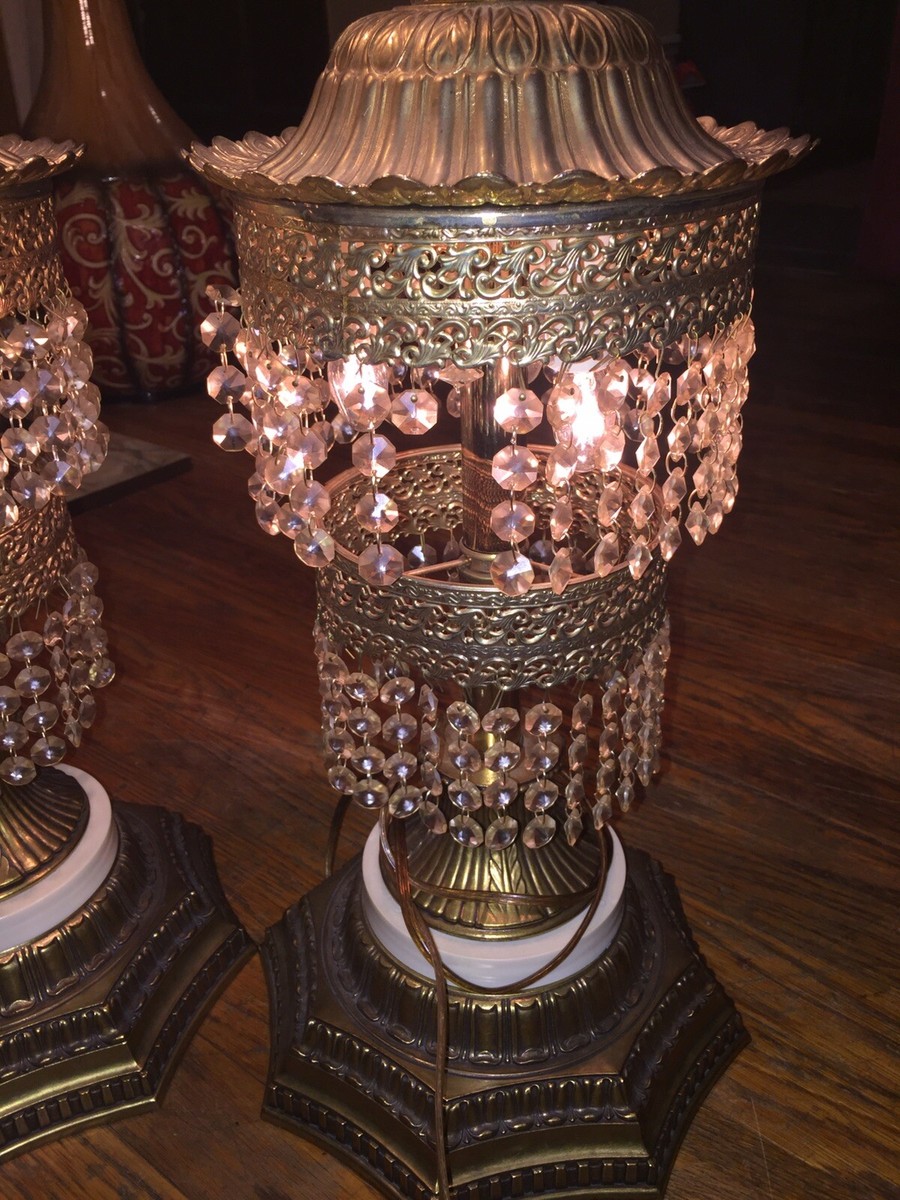 2 Loevsky L&L WMC Hollywood Regency Crystal Prism Table 2 Loevsky L&L WMC Hollywood Regency Crystal Prism Table