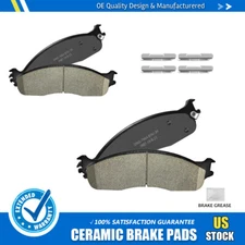 Front Ceramic Brake Pads Set w/Hardware for 2003-2008 Dodge Ram 2500 3500 1500
