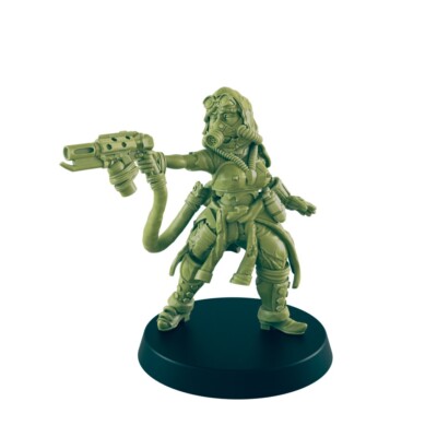 Female Flametosser, Tabletop, Star finder, Pathfinder, Sci-Fi, Cyberpunk