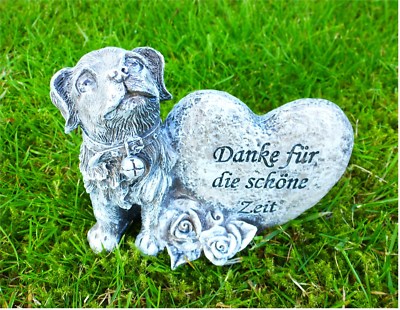 Grabdeko Hund Danke für Deine Treue 11x10 cm Grabstein Trauerstein Grabschmuck