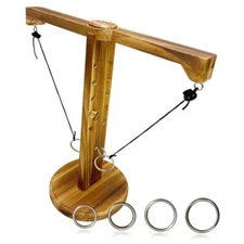 Ring Toss Games for Adults, Wooden Hook and Ring Game, Outdoor Indoor Games, 