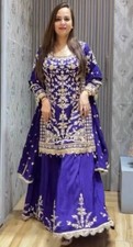INDIAN WEAR PURE CHINNON SILK PALAZZO SUIT WITH DUPATTA FOR WEDDING