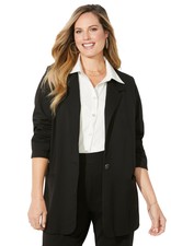 Catherines Women's Plus Size Liz&me Ponte Knit Blazer