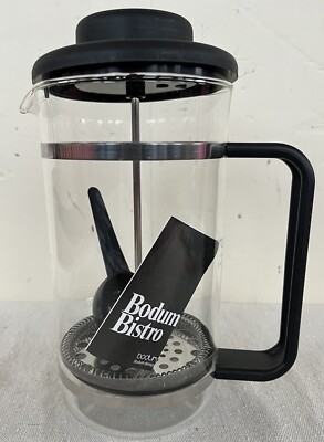 NOS Bodum Bistro 33 oz French Press Complete Glass/Stainless w/ Cork Hot Pad
