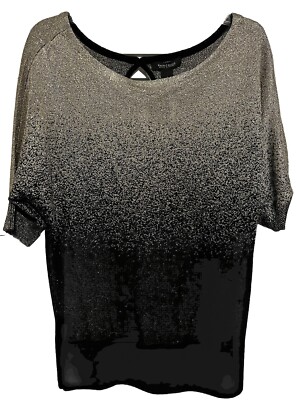 White House Black Market womens top black Silver Metallic Ombré Size Large New!