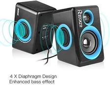 RECCAZR SP2040 USB-Powered Multimedia Speaker 2.0 Stereo Surround Sound Effect