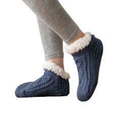 Homme Femme Moelleux Pantoufles Chaussettes Polaire Doublé Pinces Hiver Non Slip