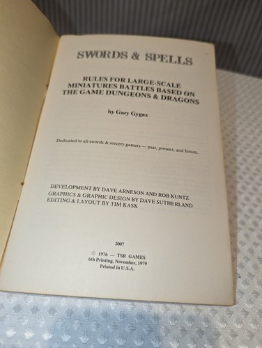 SWORDS & SPELLS,ORIGINAL 1979  D&D Dungeons & Dragons TSR Vintage D&D - Picture 3 of 4