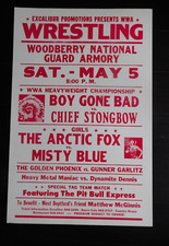 Vintage WRESTLING POSTER Boy Gone Bad Chief Strongbow Arctic Fox Misty Blue
