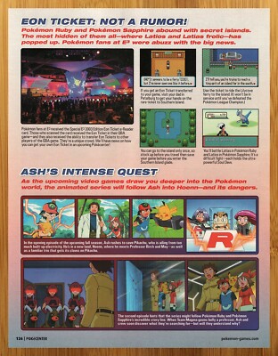 2003 Pokemon Ruby/Sapphire Eon Ticket/Animated Series Print Ad/Poster Promo Art
