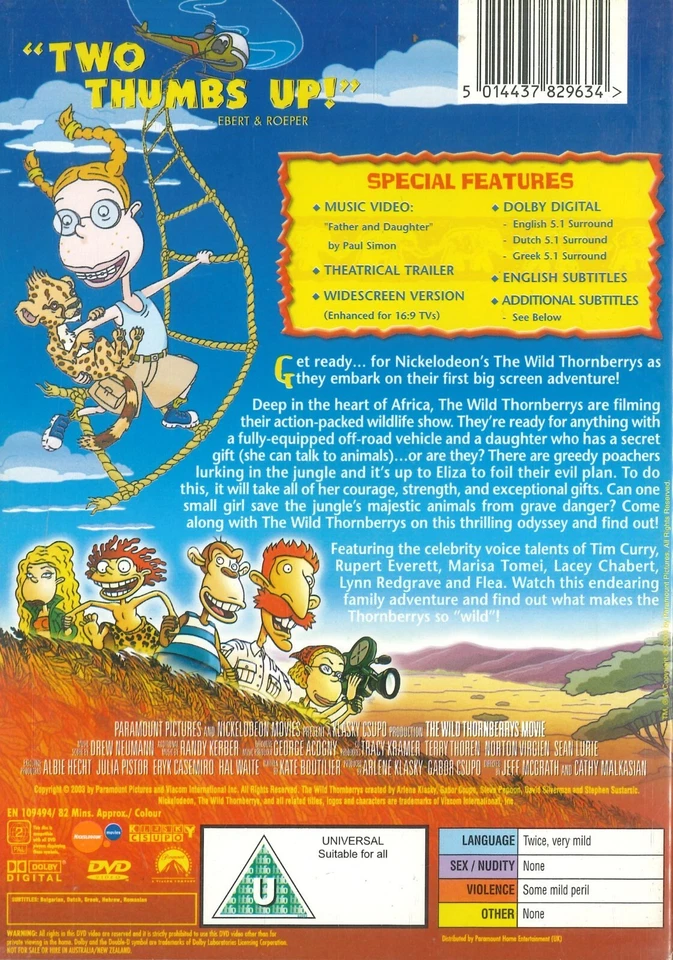 The Wild Thornberrys Movie (2002) DVD, Tim Curry, Rupert Everett, Flea [R2] - Image 2 of 2