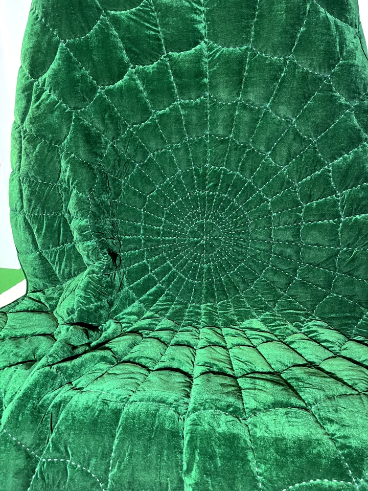 Emerald green velvet spider quilt King Size comforter Bedspread Blankets Bedding - Image 3 of 4