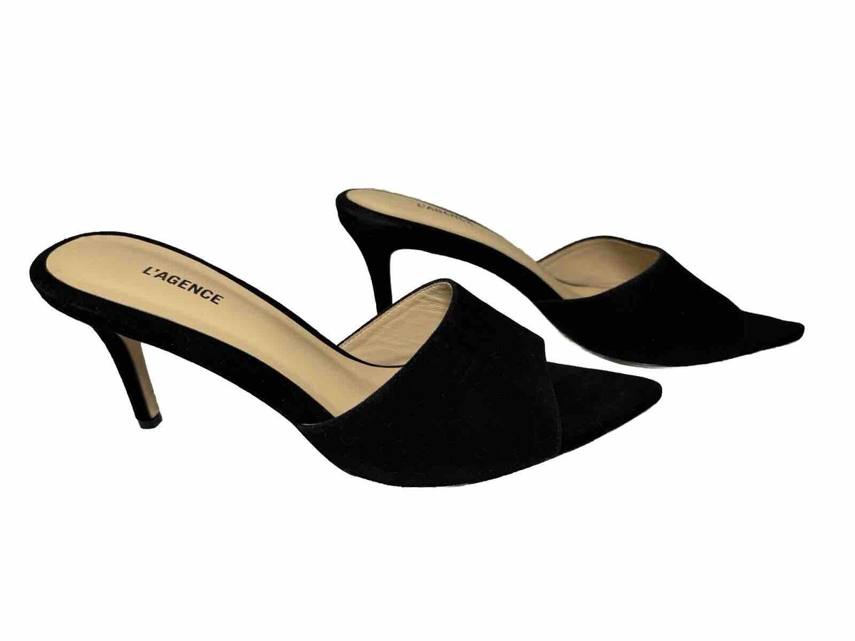 L'Agence Lolita Open Toe Black Suede Mules (MSRP $395)