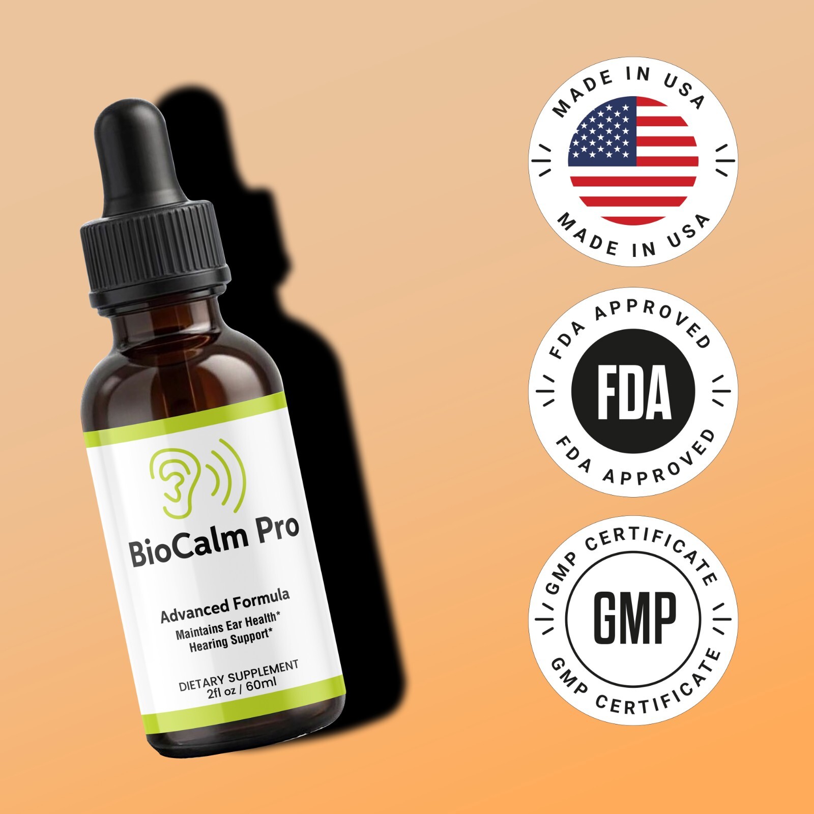 (1 Pack) Bio Calm Pro Tinnitus Drops, BioCalmPro Relief for Ringing Ears Drops