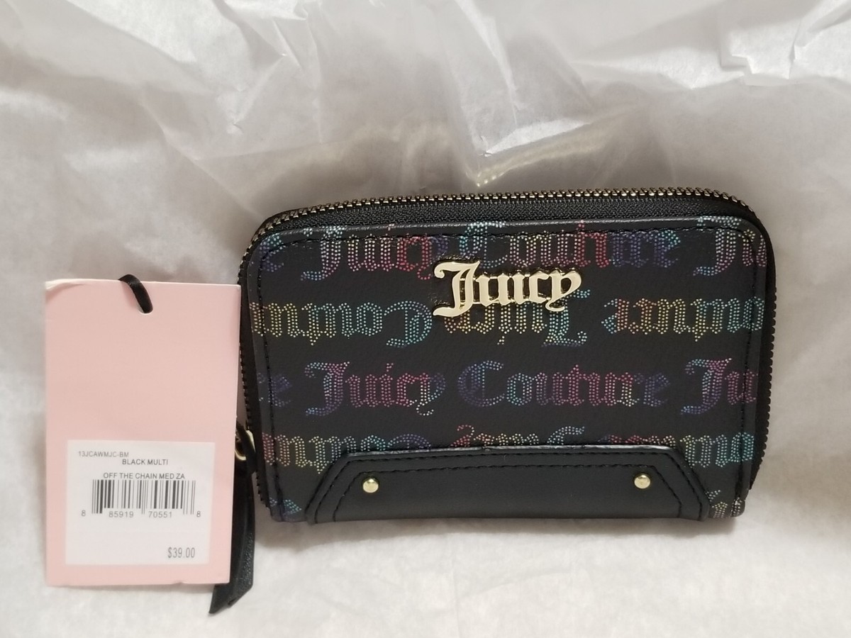 NWT Juicy Couture Black Multi Off The Chain Medium Zip Around