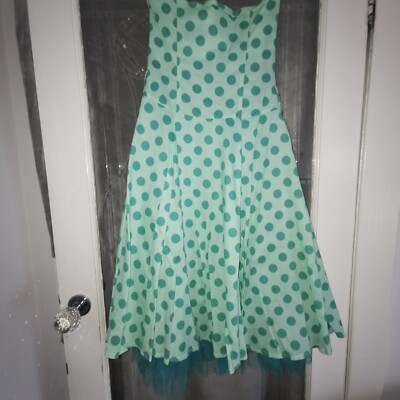 Mint Green Dress, Polka Dots, Boned And Netted Bottom Detail Size 8 Lindy  Bop | eBay UK
