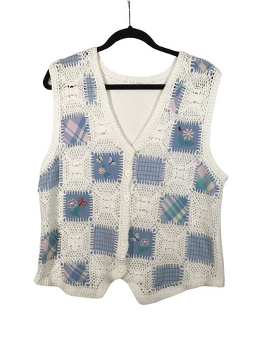 Women's Handmade Vest, Crocheted Front 