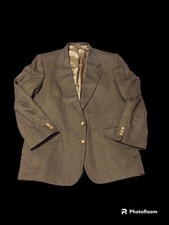 Vintage Oscar De Le Renta Mens Blazer Brown Gray Green Wool Size 43R