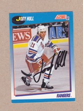 Jody Hull signed 1991-92 Score card #524-New York Rangers 