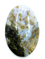 37.1ct Natural Moss Agate Oval Cabochon Landscape Untreated, Unheated