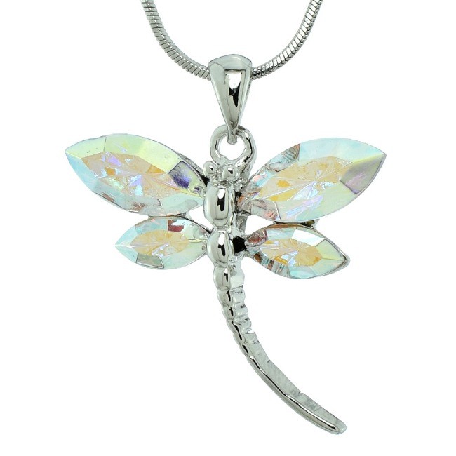 Dragonfly Pendant Necklace with Swarovski Crystal AB Color Wings Winx Inspired