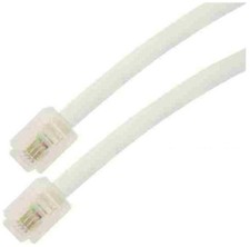 7ft RJ11 modular 6P4C 4wire Phone/Telephone Line Flat Cord/Cable/Wire WHITE