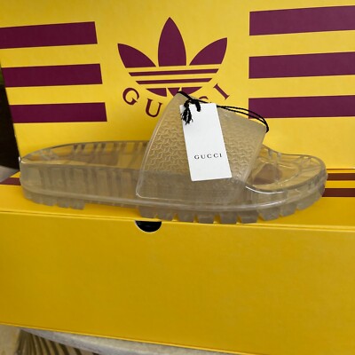 Gucci x Adidas 721229 Logo Transparent Slides Sandals Size Gucci x Adidas 721229 Logo Transparent Slides Sandals Size