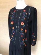 Nwt Madewell X sezane embroidered elise dress 38 Black US 6 H1225 $185