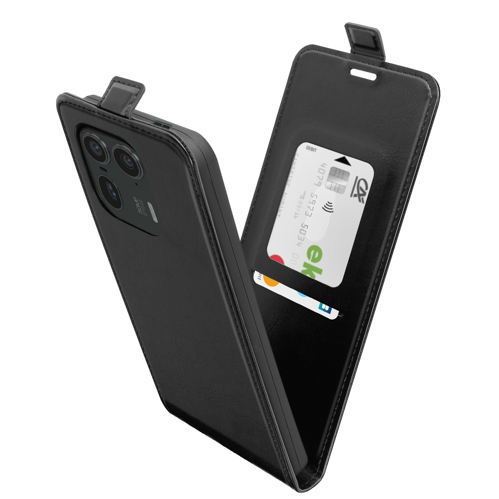 Avizar Folio case for Motorola Edge 50 Ultra Vertical Card case Black