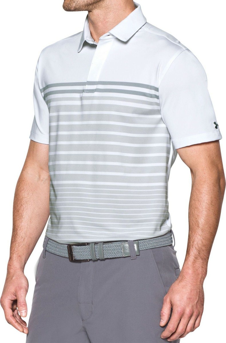 Under Armour Polo Coldblack Groove Stripe Golf Shirt White Men's