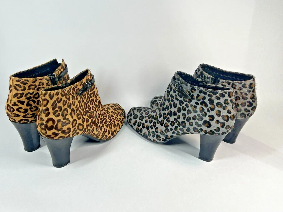 2 пары аэрозолей PATROLE CAR икры меха ботинок леопард печать размер 8 серый/коричневый - Изображение 3 из 4