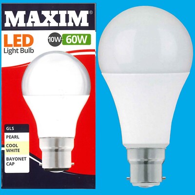 8x 10W (=60W) GLS BC B22 LED Glühbirne Lampe, 4000K kühlweiß 806Lm