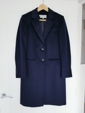 Hobbs Tilda Longline Wool Coat Formal Smart Coat Navy Blue Size Uk 10 Workwear