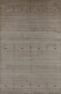Oriental Gabbeh Indian Rug Grey Handmade Wool 5x8 ft