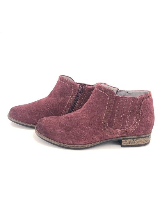 Earth Avani Buxton Merlot Suede Leather Zip Ankle Boots Womens Size 10M View 2