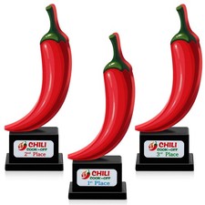 3 Pcs Chili Cook Off Prizes Decorations Chili Cook Off Trophies Wood Chili Co...