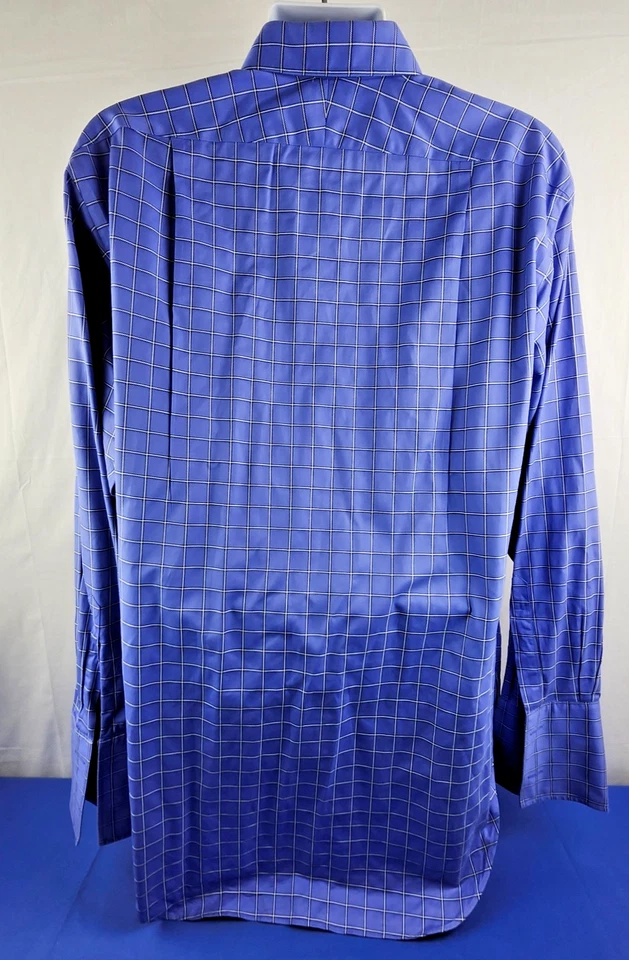 T.M. Lewin 2-Fold Cotton Blue Windowpane Luxury Regular Fit Dress Shirt 2X-18-36 - Image 4 of 4