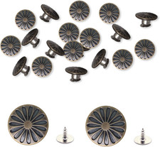 20 Sets Pants Buttons No Sew Metal Jean Buttons Kit for Heavy Duty Denim Repair