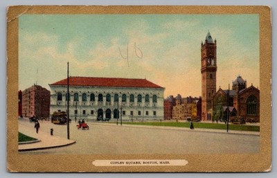 Copley Square Boston MA Posted Vintage Streetcar Postcard TS-223