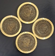 VINTAGE  Set of 4 United States Congressional Seal Brass Coasters