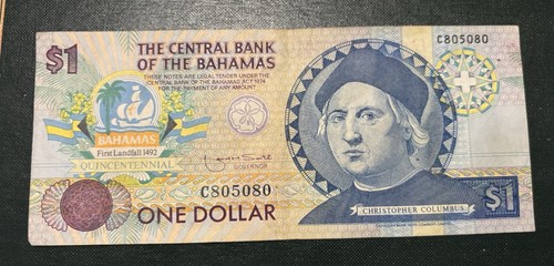 Banconota $1 Bahamas 1992 Colombo Quincentenario Primo Approdo 1492 #50 - Foto 1 di 2
