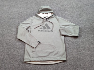 Adidas Sweatshirt Mens Medium Gray Long Sleeve Hood Performance 