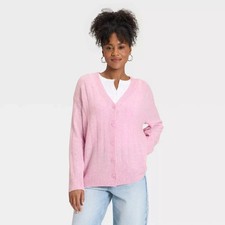Women Knit Ribbed Cardigan Universal Thread Pink Size XXL NWT
